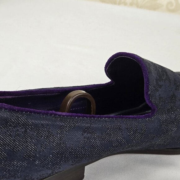 Robert Graham PRINCE Denim Slip On Loafers Purple Edging Size 11.5 Narrow Fit - Picture 9 of 14